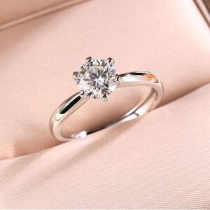 NWOT Moissanite Sterling Silver Adjustable Ring